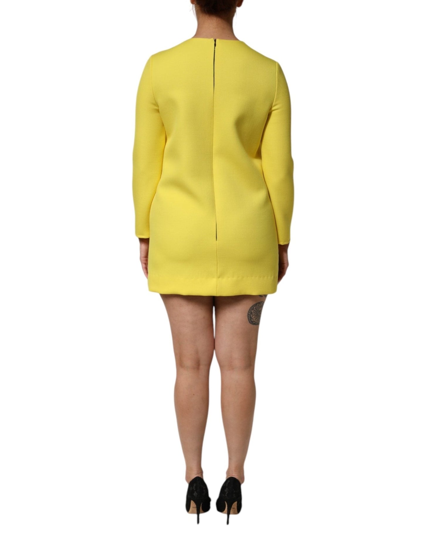 Dolce & Gabbana Yellow Viscose Acetate Mini Long Sleeve Dress – IT40|S par Dolce & Gabbana | Disponible sur Sandy Store ByNet