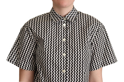 Dolce & Gabbana Zigzag Elegance Cotton Polo Top - Sandy Store ByNet