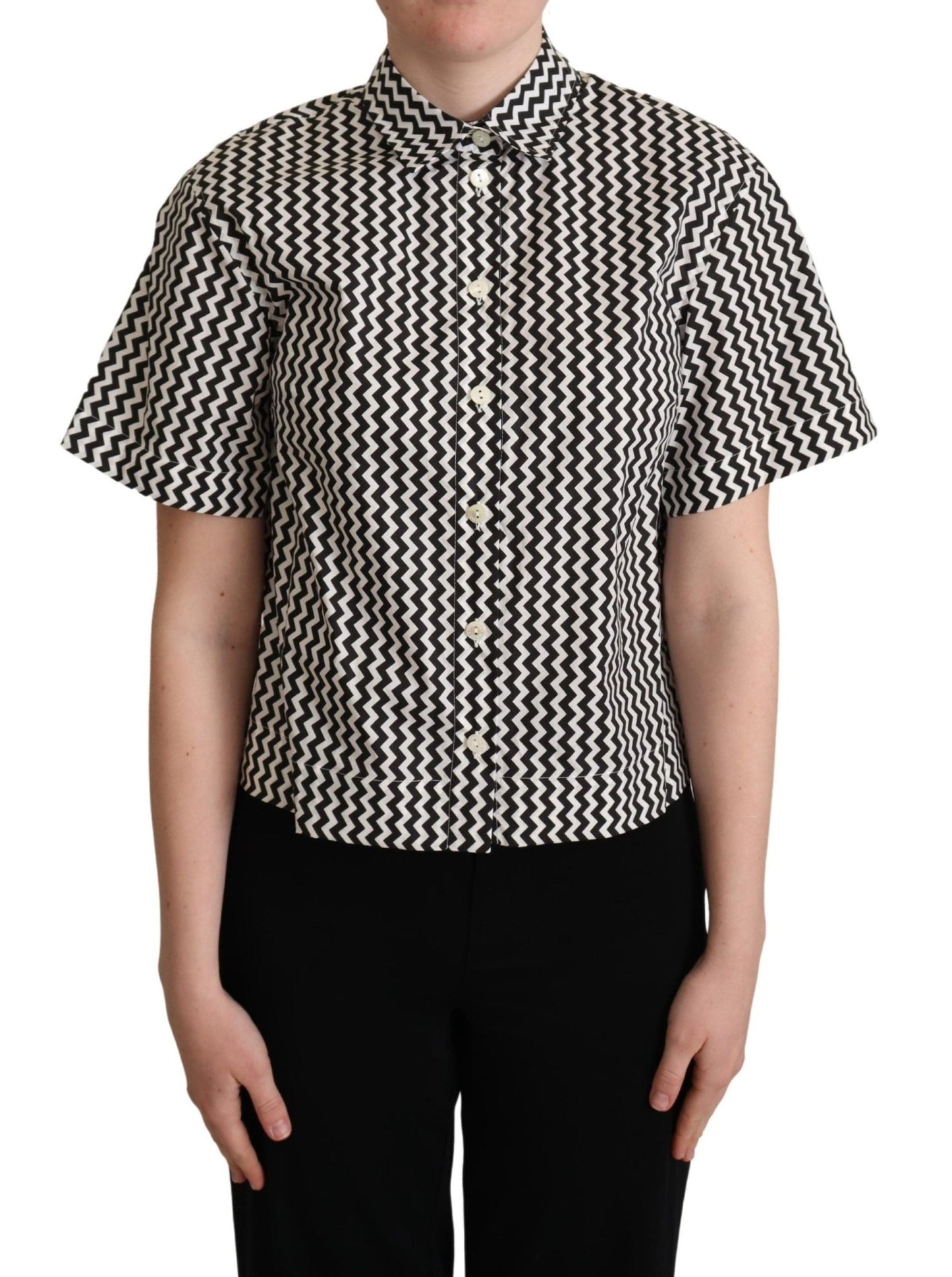 Dolce & Gabbana Zigzag Elegance Cotton Polo Top - Sandy Store ByNet