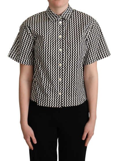 Dolce & Gabbana Zigzag Elegance Cotton Polo Top - Sandy Store ByNet