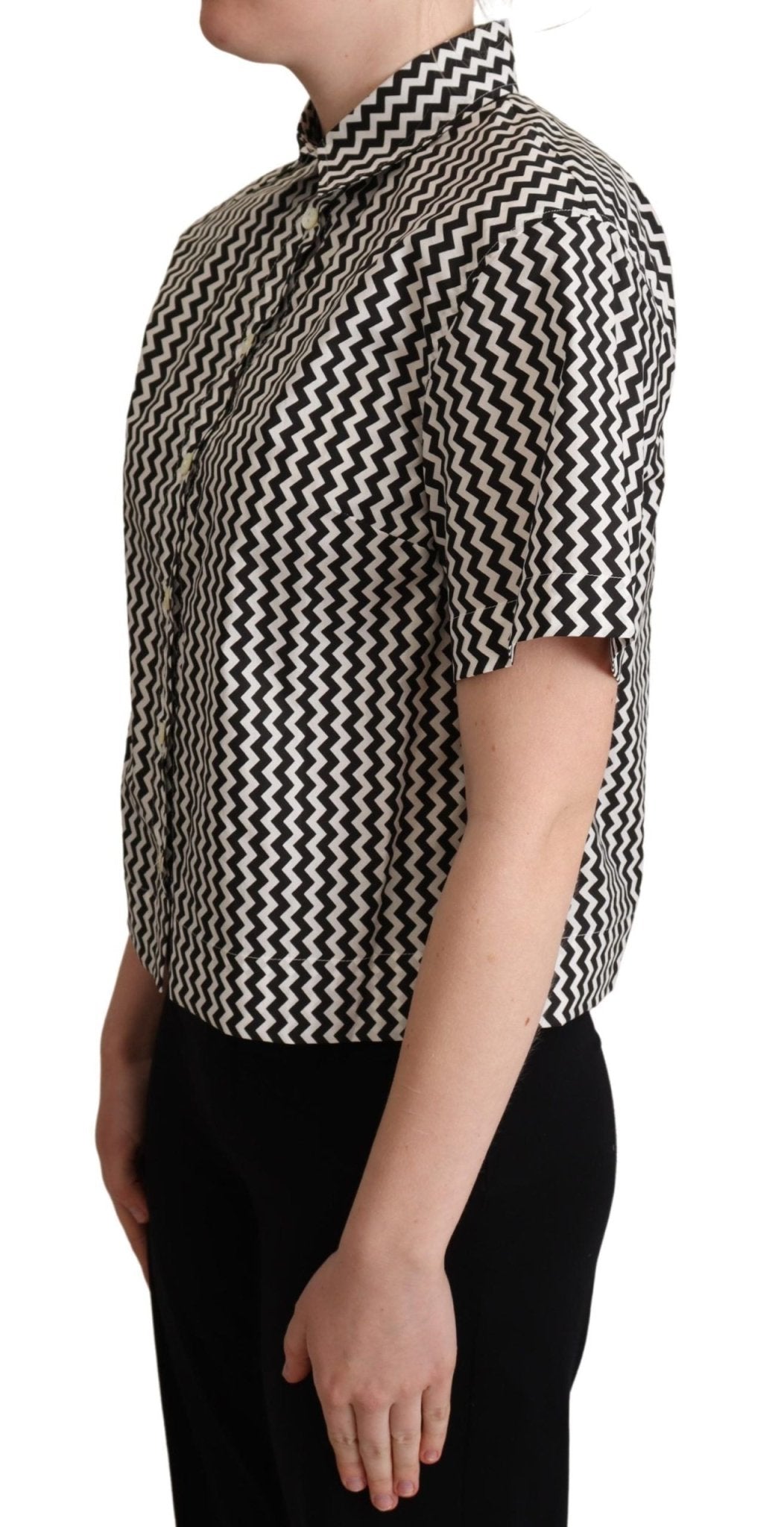 Dolce & Gabbana Zigzag Elegance Cotton Polo Top - Sandy Store ByNet