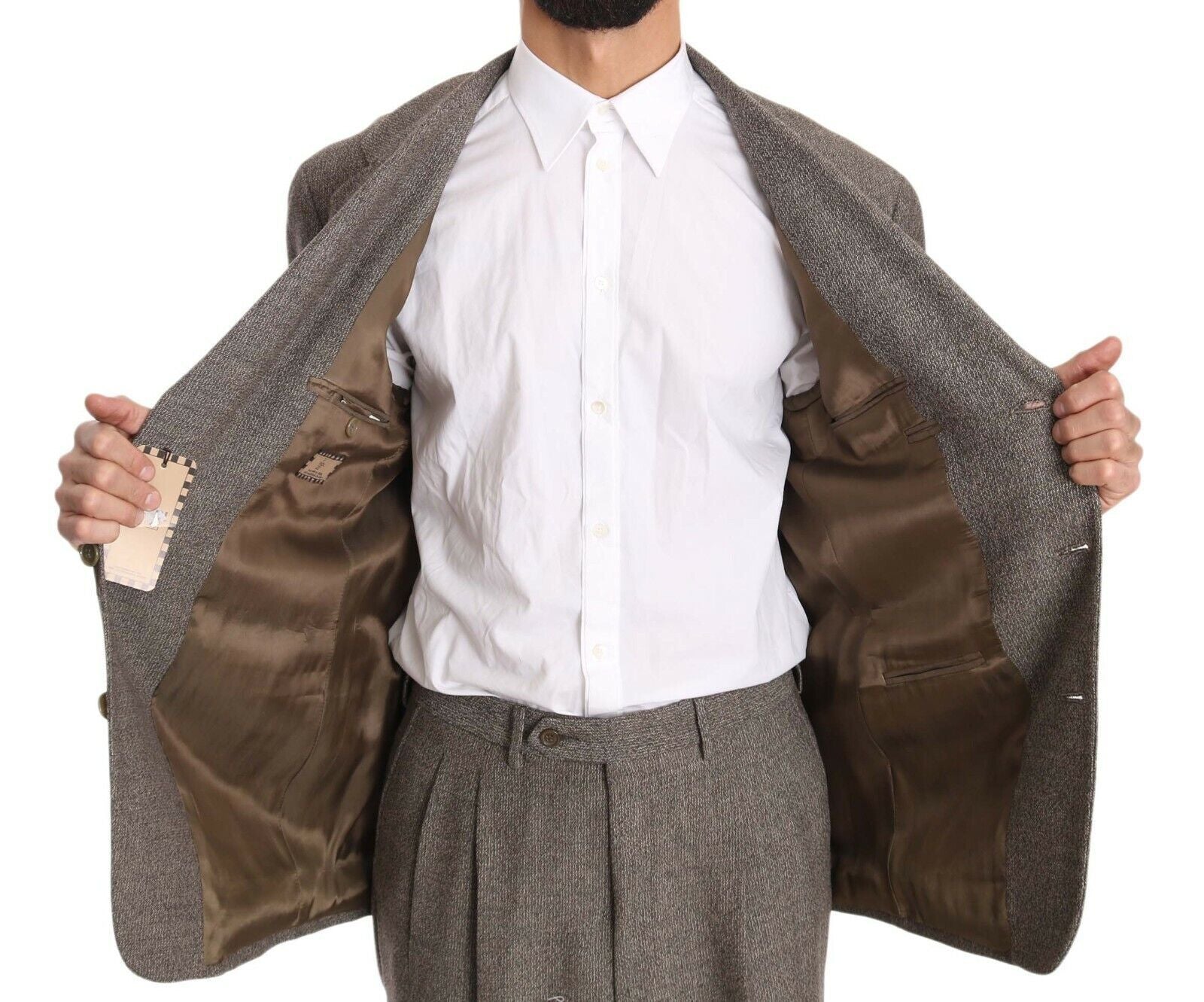 Fendi Elegant Light Brown Wool Men's Suit - Sandy Store ByNet