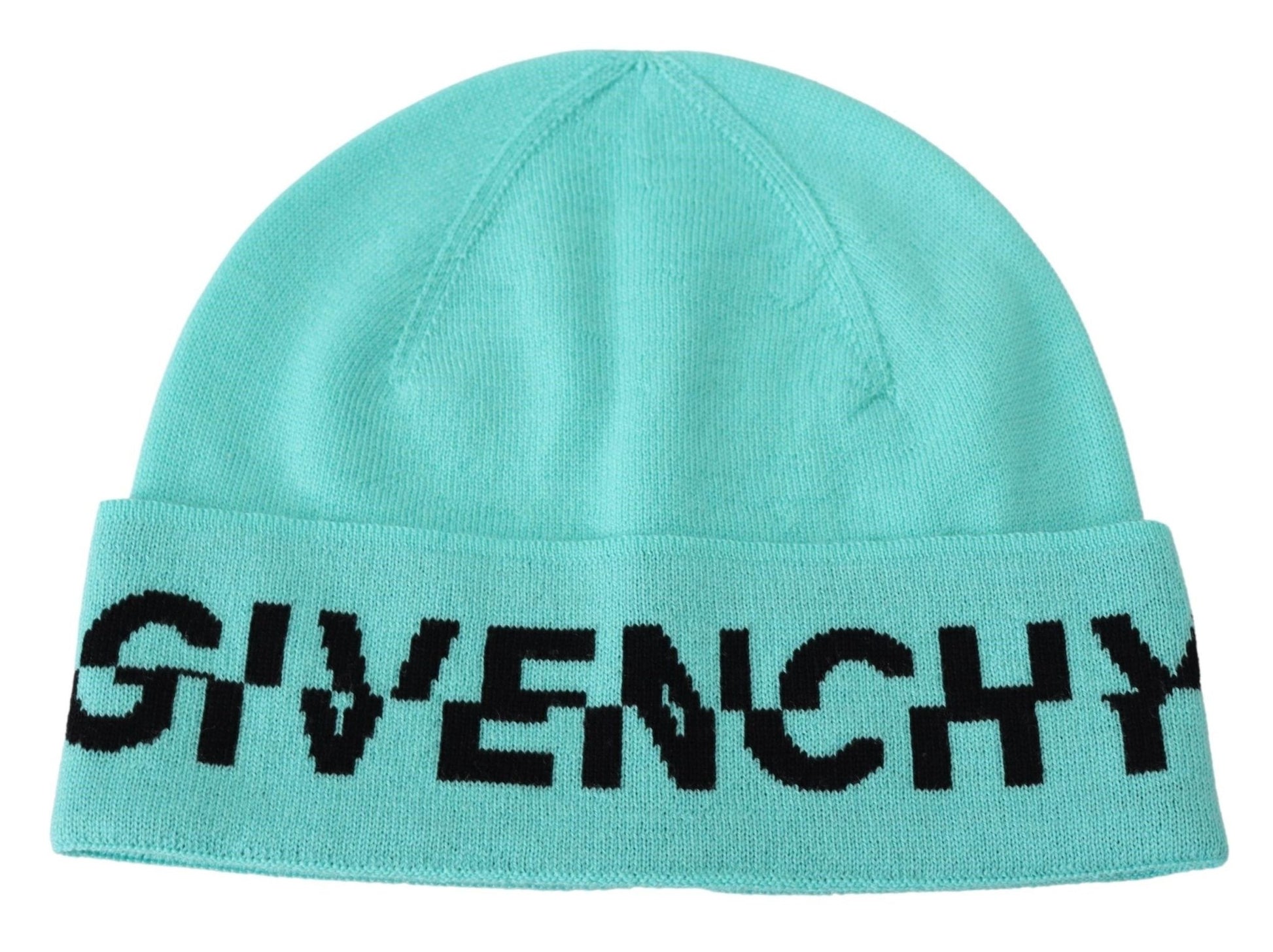 Givenchy Aquamarine Green Wool Beanie with Signature Logo - Sandy Store ByNet
