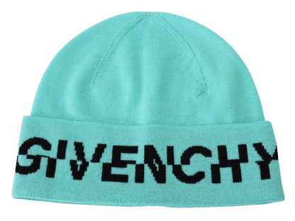 Givenchy Aquamarine Green Wool Beanie with Signature Logo - Sandy Store ByNet