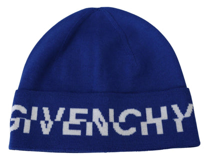 Givenchy Chic Unisex Cobalt Wool Beanie with Logo Detail - Sandy Store ByNet
