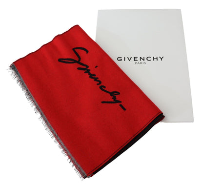 Givenchy Elegant Red Wool Blend Unisex Scarf - Sandy Store ByNet