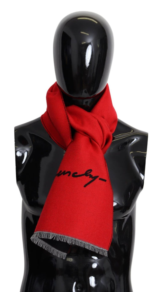 Givenchy Elegant Red Wool Blend Unisex Scarf - Sandy Store ByNet