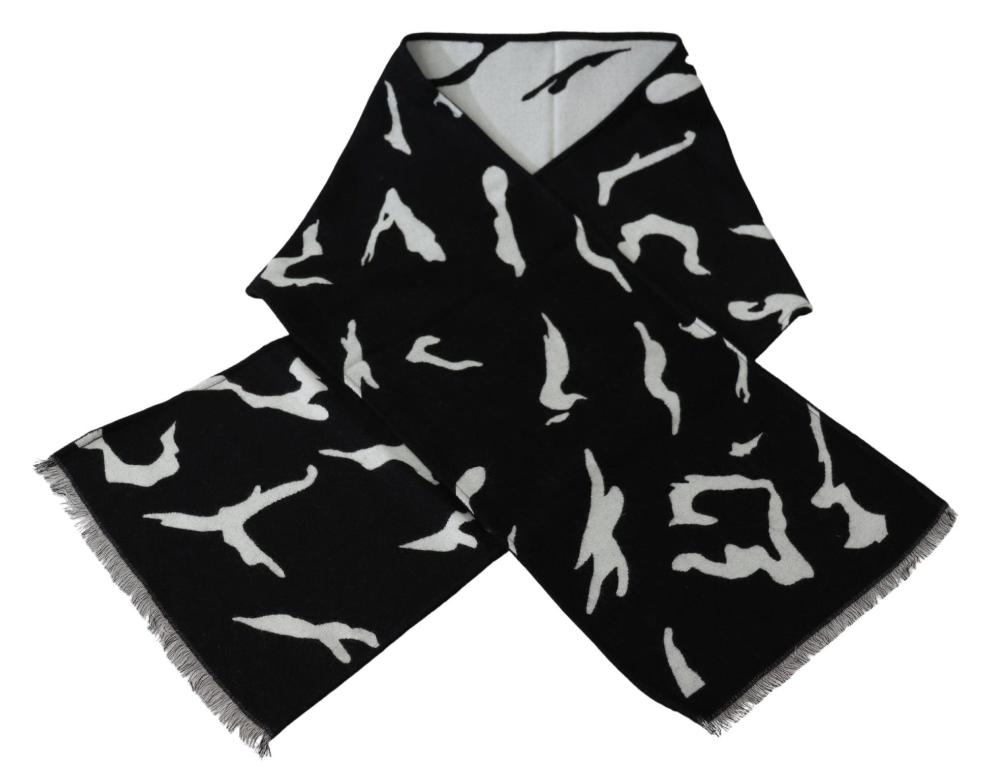 Givenchy Elegant Unisex Wool - Silk Scarf in Black & White - Sandy Store ByNet
