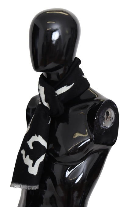 Givenchy Elegant Unisex Wool - Silk Scarf in Black & White - Sandy Store ByNet