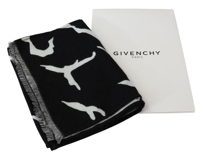 Givenchy Elegant Unisex Wool - Silk Scarf in Black & White - Sandy Store ByNet