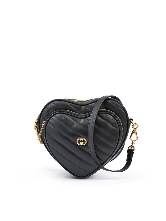 Gucci Black Leather Mini Heart Crossbody Bag - Sandy Store ByNet