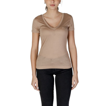 Guess Beige Lyocell T-Shirt – IT40|S par Guess | Disponible sur Sandy Store ByNet