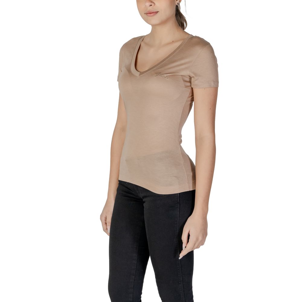 Guess Beige Lyocell T-Shirt – IT40|S par Guess | Disponible sur Sandy Store ByNet