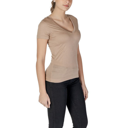 Guess Beige Lyocell T-Shirt – IT40|S par Guess | Disponible sur Sandy Store ByNet