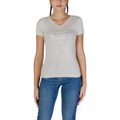 Guess Cream Cotton T-Shirt – IT42|M par Guess | Disponible sur Sandy Store ByNet