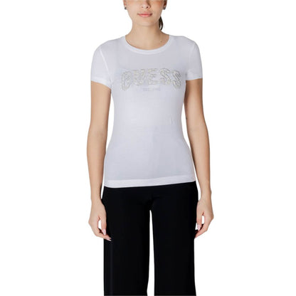 Guess White Cotton T-Shirt – IT38|XS par Guess | Disponible sur Sandy Store ByNet