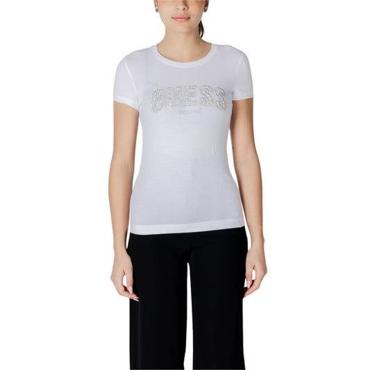 Guess White Cotton T-Shirt – IT38|XS par Guess | Disponible sur Sandy Store ByNet