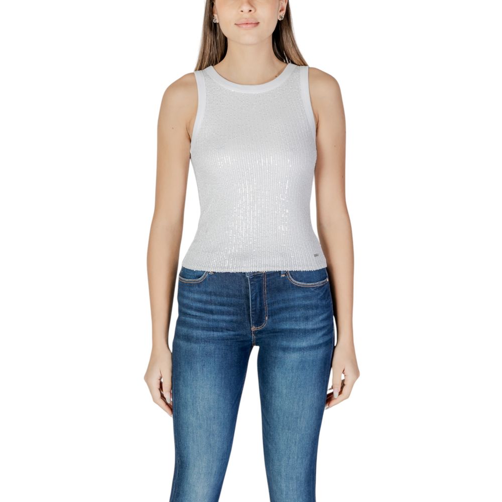 Guess White Cotton Tank Top – IT38|XS par Guess | Disponible sur Sandy Store ByNet