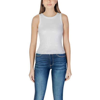 Guess White Cotton Tank Top – IT38|XS par Guess | Disponible sur Sandy Store ByNet