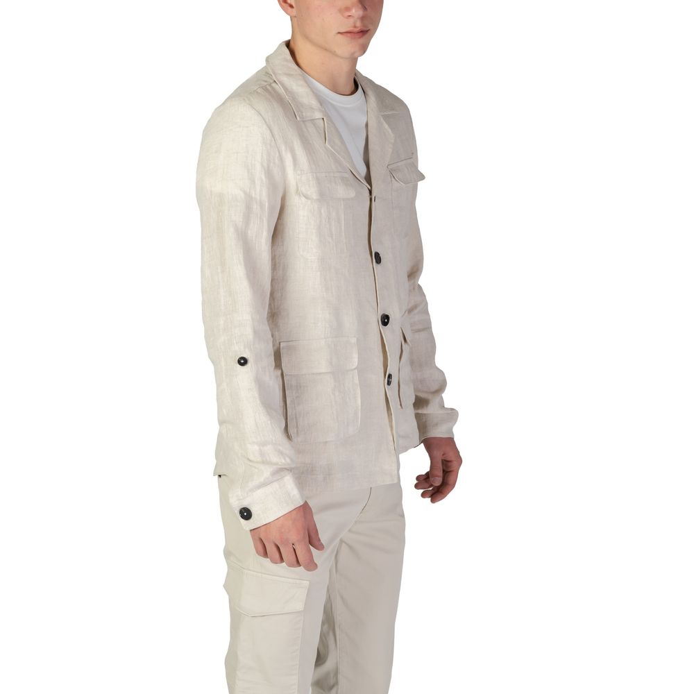 In My Hood Beige Linen Blazer – IT54 | XXL par In My Hood | Disponible sur Sandy Store ByNet