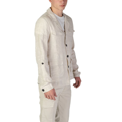 In My Hood Beige Linen Blazer – IT54 | XXL par In My Hood | Disponible sur Sandy Store ByNet