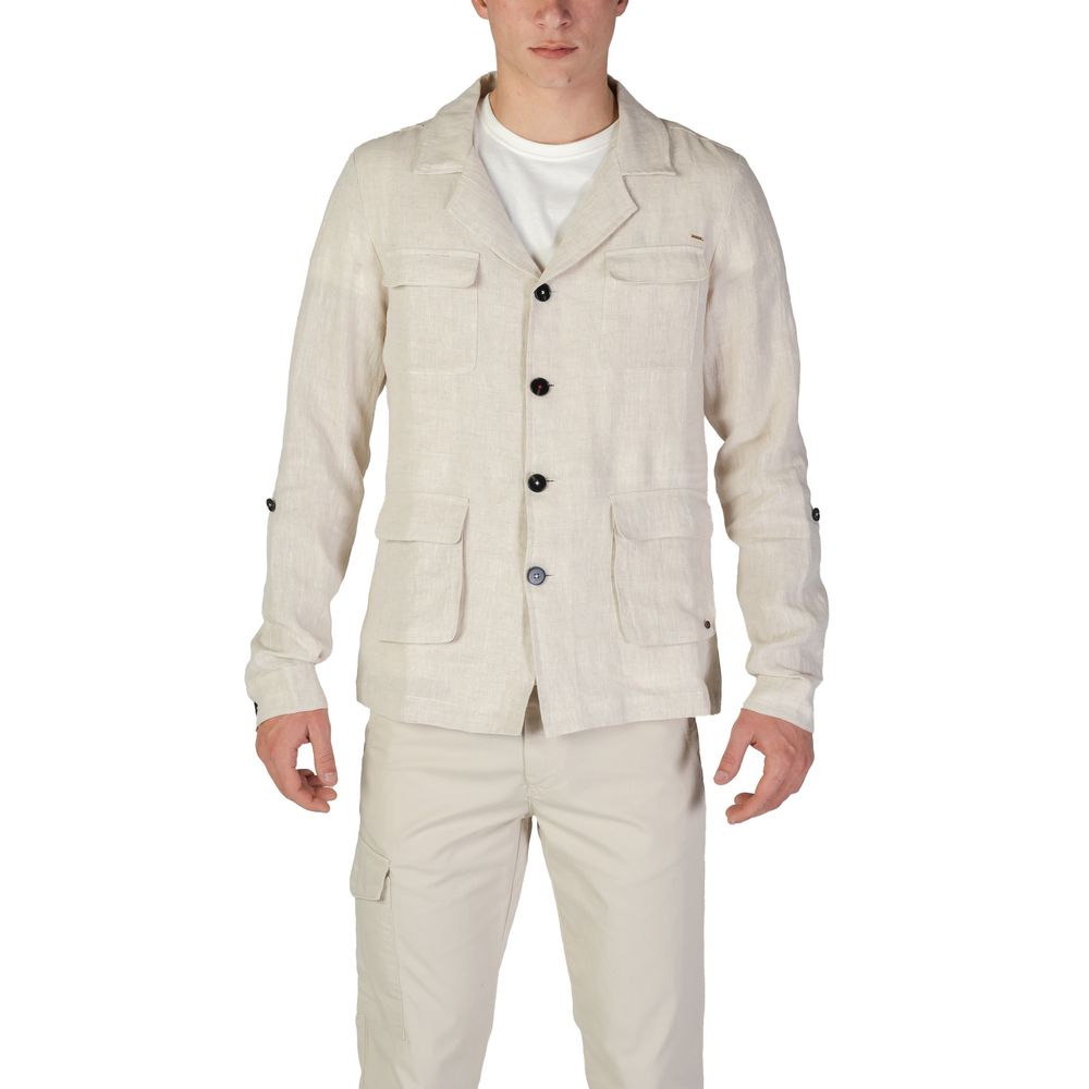 In My Hood Beige Linen Blazer – IT54 | XXL par In My Hood | Disponible sur Sandy Store ByNet