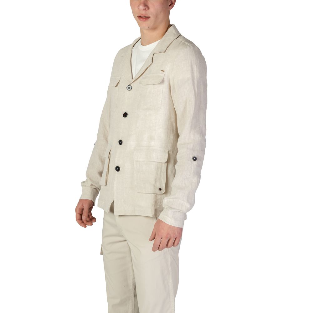 In My Hood Beige Linen Blazer – IT54 | XXL par In My Hood | Disponible sur Sandy Store ByNet