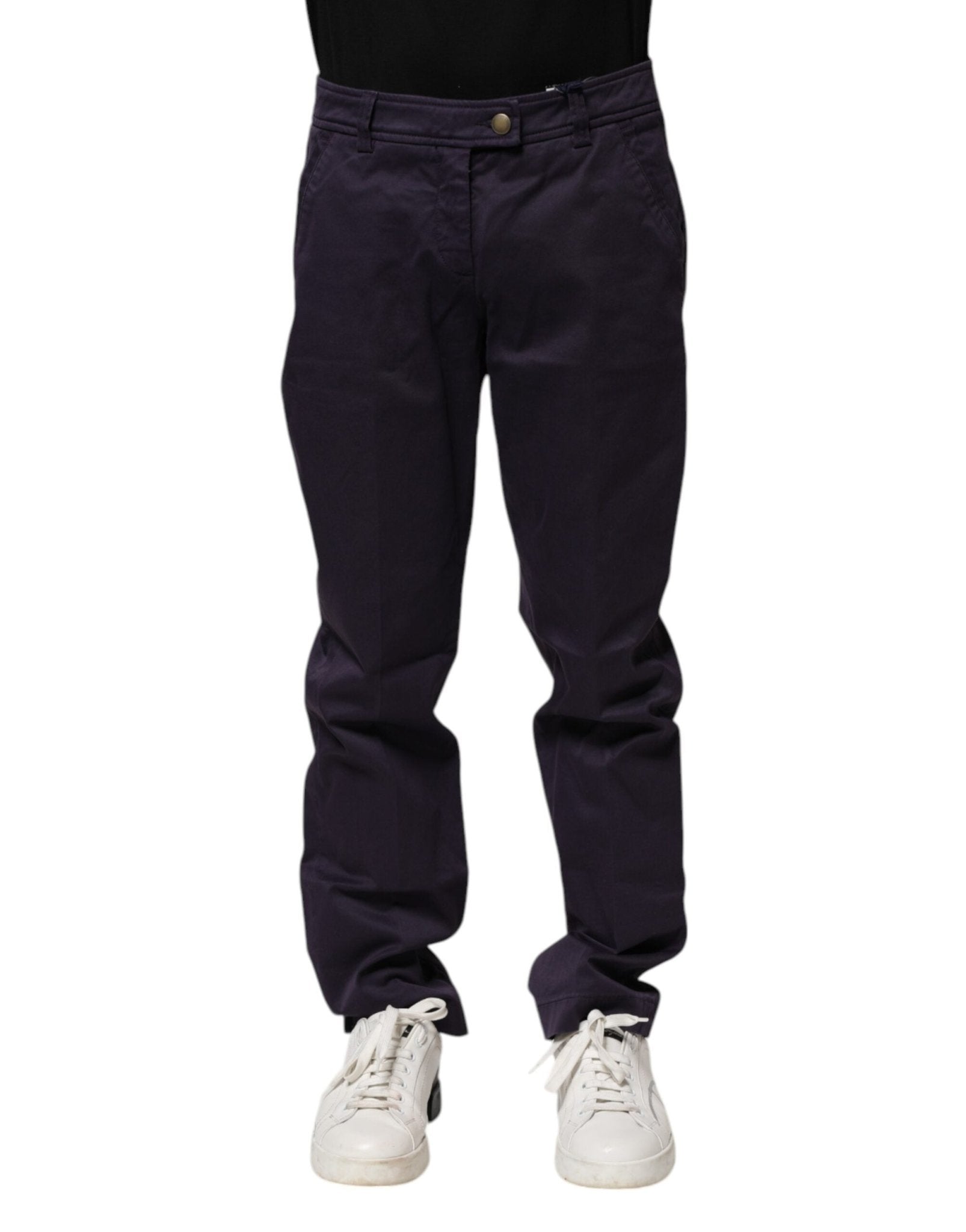 Incotex Dark Purple Mid Waist Casual Straight Pants – IT44 | XS par Incotex | Disponible sur Sandy Store ByNet