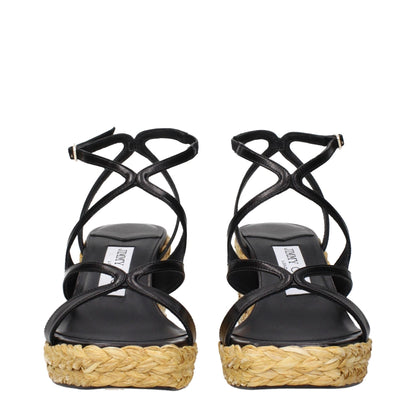 Jimmy Choo Black Leather Wedges Sandals – EU37/US7 par Jimmy Choo | Disponible sur Sandy Store ByNet