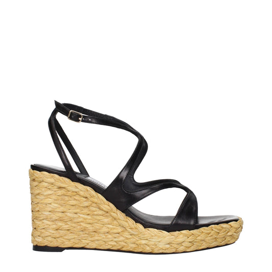 Jimmy Choo Black Leather Wedges Sandals – EU37/US7 par Jimmy Choo | Disponible sur Sandy Store ByNet