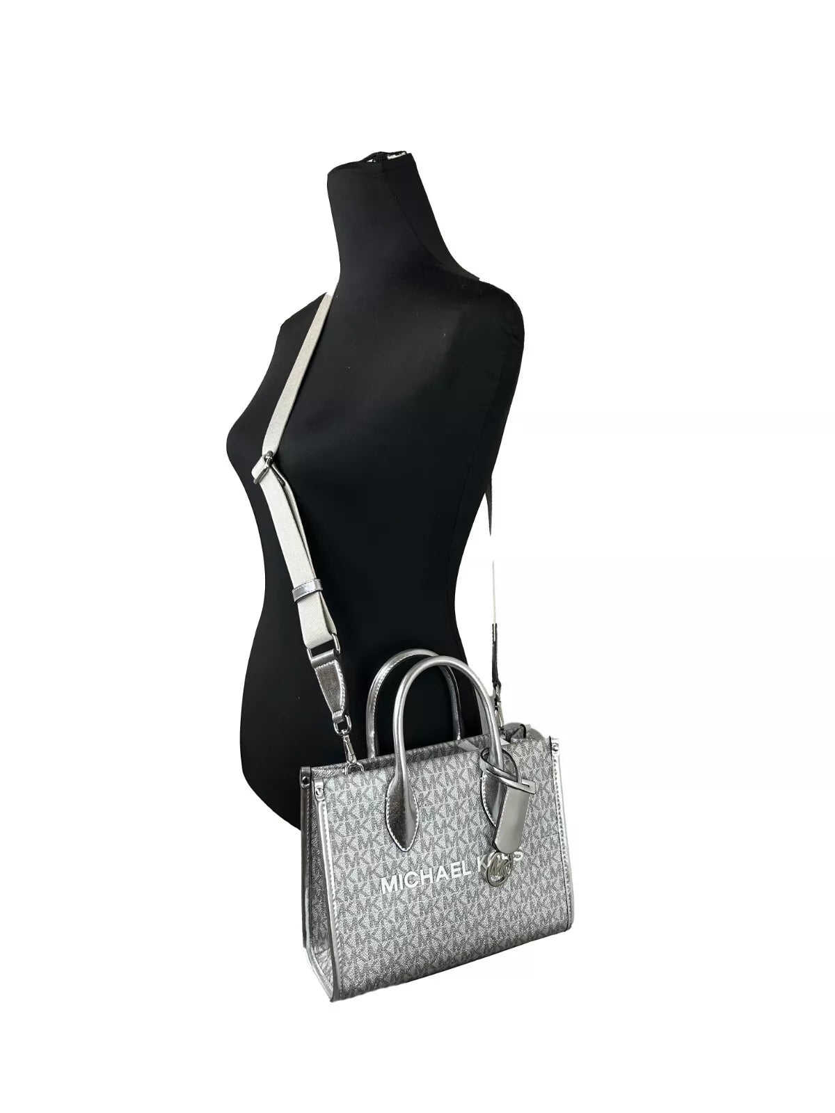 Michael Kors Mirella Signature Small Top Zip Tote Bag Silver - Sandy Store ByNet