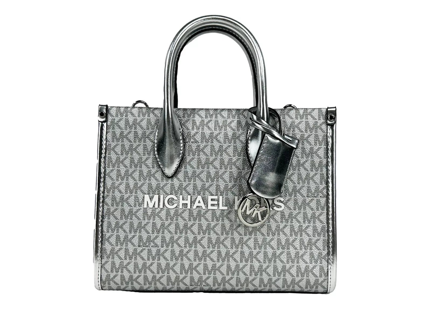 Michael Kors Mirella Signature Small Top Zip Tote Bag Silver - Sandy Store ByNet