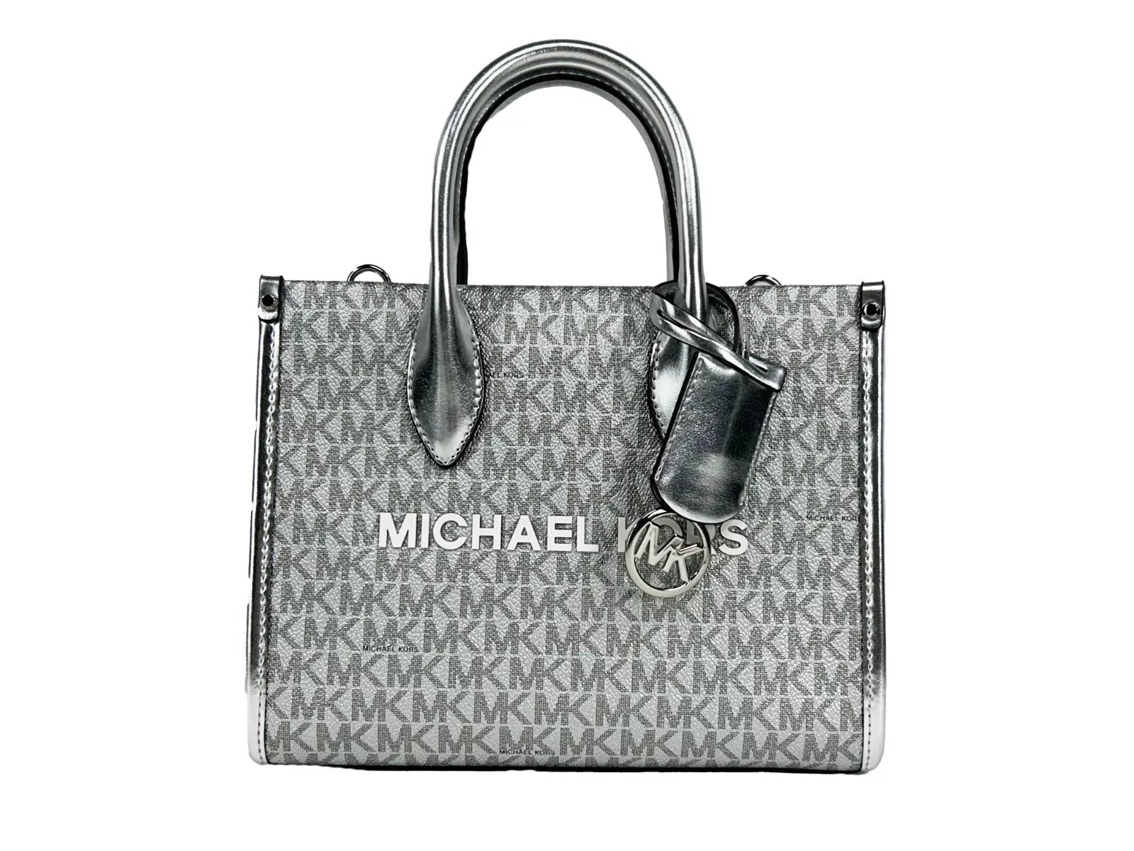 Michael Kors Mirella Signature Small Top Zip Tote Bag Silver - Sandy Store ByNet