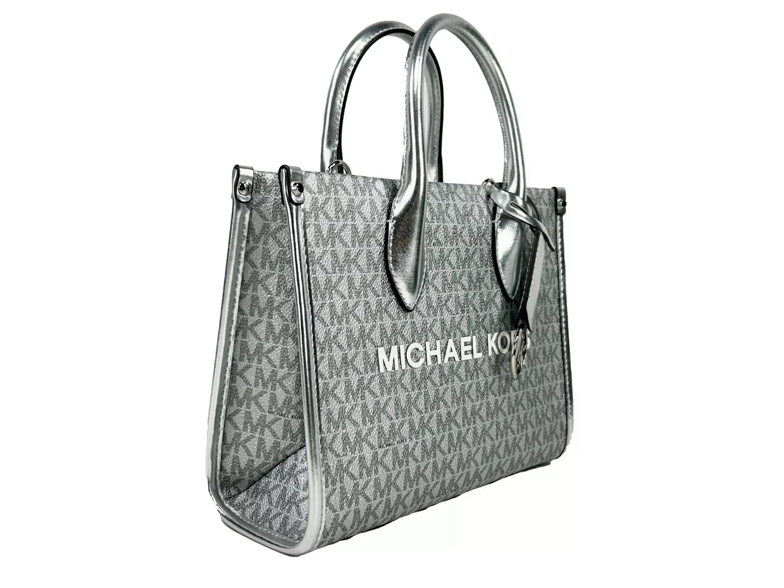 Michael Kors Mirella Signature Small Top Zip Tote Bag Silver - Sandy Store ByNet