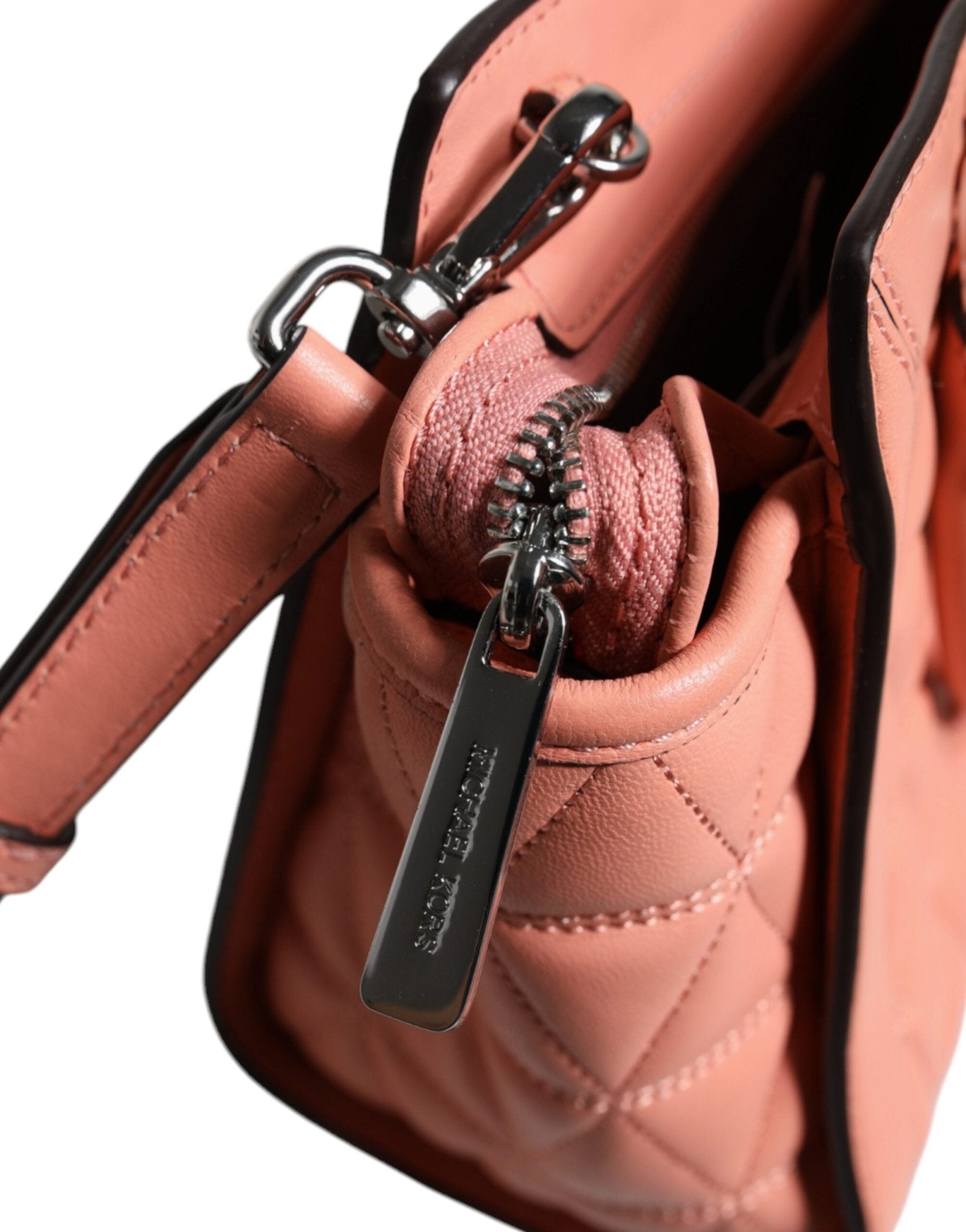 Michael Kors Peach Quilted Leather Logo Crossbody VIVIANNE Messenger Bag - Sandy Store ByNet
