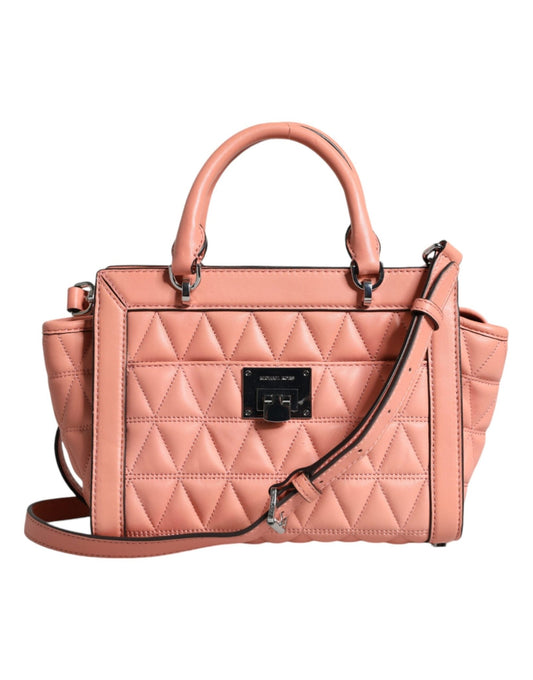 Michael Kors Peach Quilted Leather Logo Crossbody VIVIANNE Messenger Bag - Sandy Store ByNet