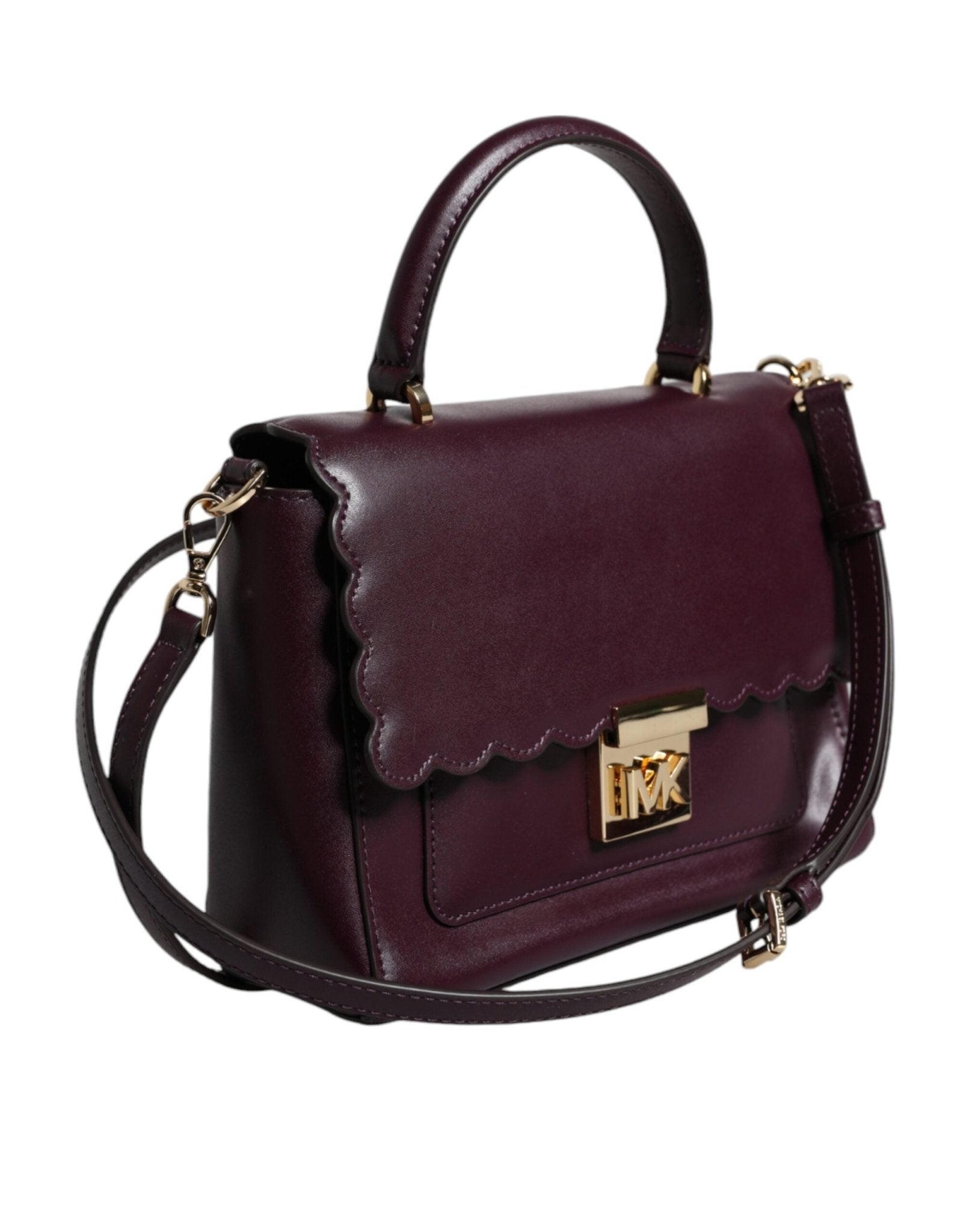 Michael Kors Purple Leather Logo Plaque Crossbody MINDY Satchel Bag - Sandy Store ByNet
