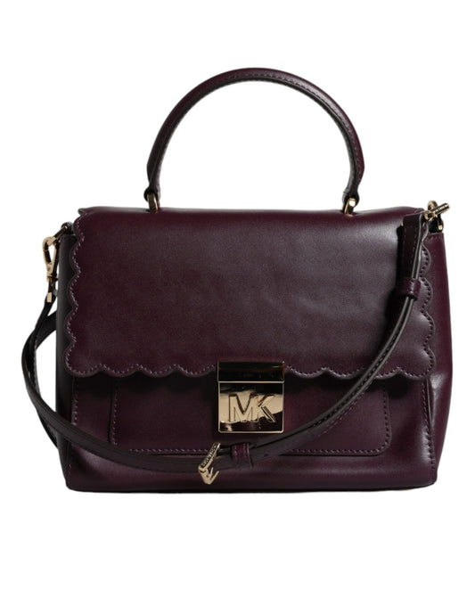 Michael Kors Purple Leather Logo Plaque Crossbody MINDY Satchel Bag - Sandy Store ByNet