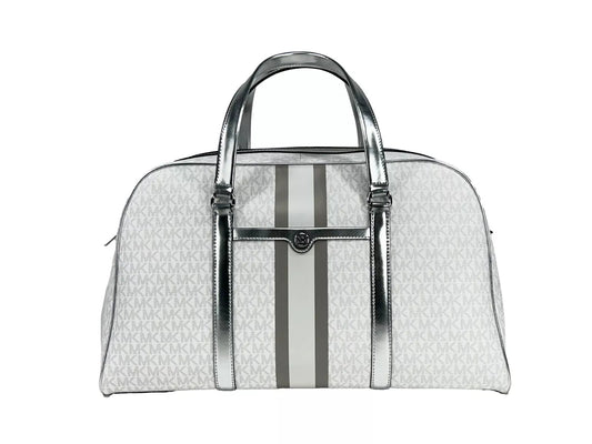 Michael Kors Travel Extra Large PVC Top Zip Weekender Luggage Bag Optic White - Sandy Store ByNet