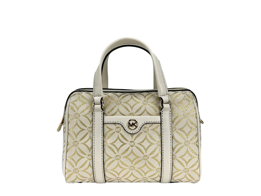 Michael Kors Travel Small Pebbled Leather Duffle Crossbody Handbag Pale Gold Multi - Sandy Store ByNet