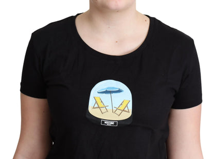 Moschino Chic Black Cotton Round Neck Tee - Sandy Store ByNet