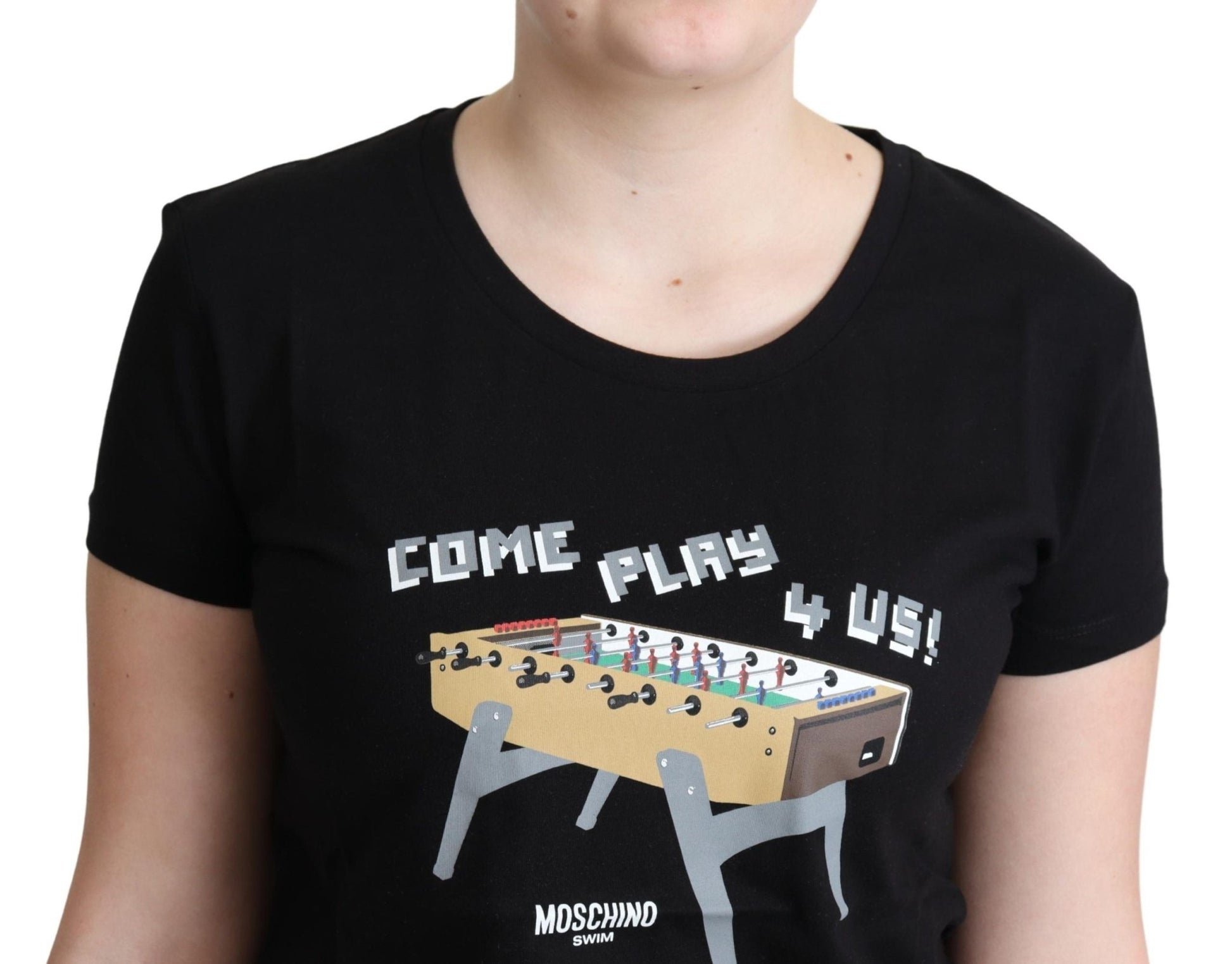 Moschino Chic Black Cotton Tee with Playful Print - Sandy Store ByNet