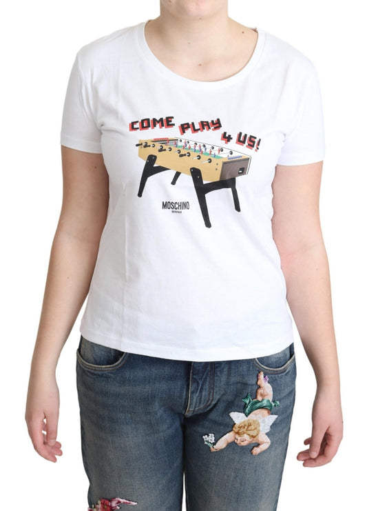 Moschino Chic Cotton Round Neck Tee with Playful Print - Sandy Store ByNet