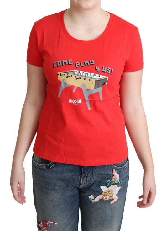 Moschino Chic Red Cotton Tee with Playful Print - Sandy Store ByNet