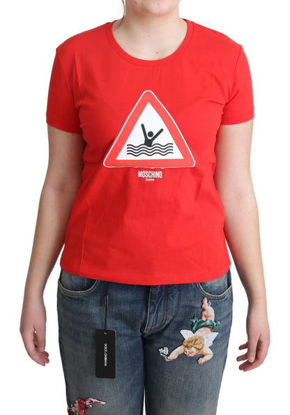 Moschino Chic Red Graphic Cotton Tee - Sandy Store ByNet