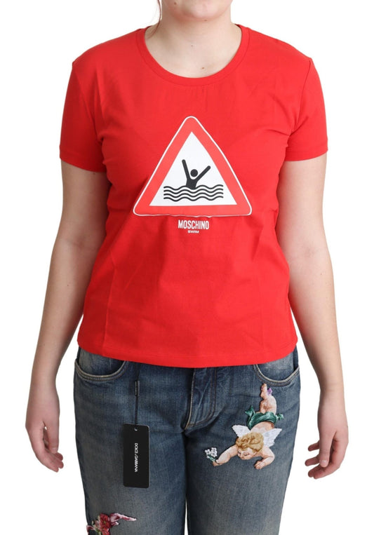 Moschino Chic Red Graphic Cotton Tee - Sandy Store ByNet
