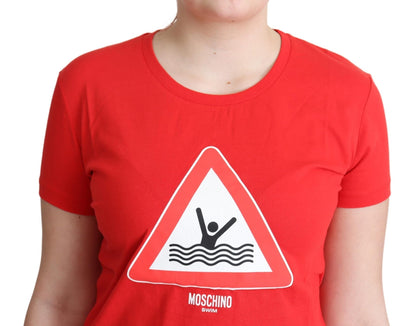Moschino Chic Red Graphic Cotton Tee - Sandy Store ByNet
