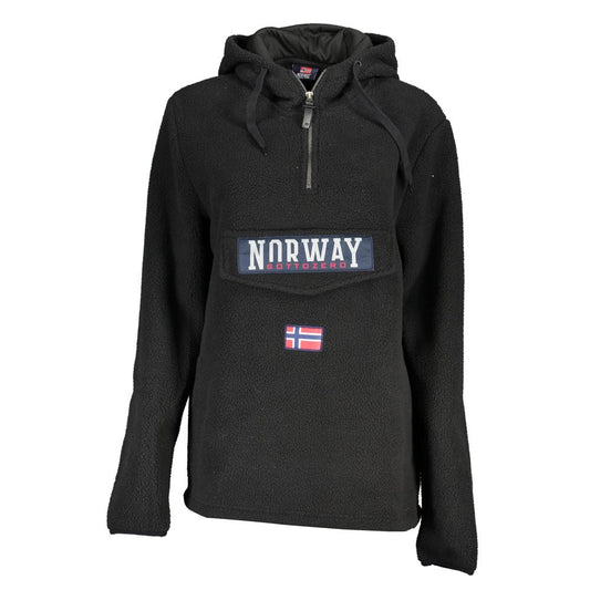 Norway 1963 Elegant Black Half Zip Hooded Sweatshirt - Sandy Store ByNet