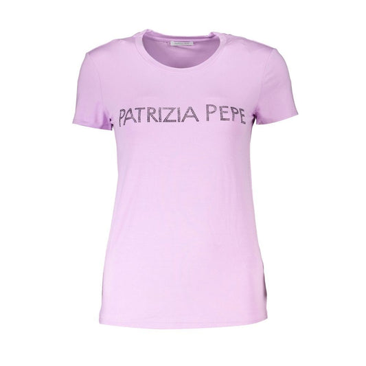Patrizia Pepe Purple Rhinestone Crew Neck Tee - Sandy Store ByNet