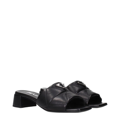 Prada Black Leather Flat Sandals – EU35.5/US5.5 par Prada | Disponible sur Sandy Store ByNet